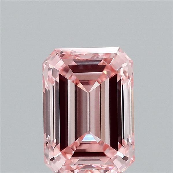 1.45 Carat Emerald Lab Grown Diamond, Fancy Vivid Pink Color, VS1 Clarity
