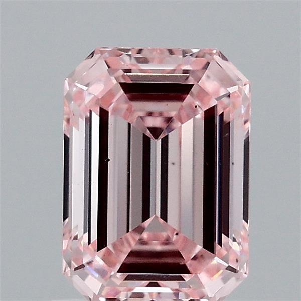 1.23 Carat Emerald Lab Grown Diamond, Fancy Intense Pink Color, VS2 Clarity
