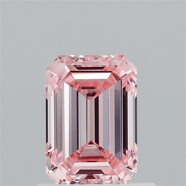 0.89 Carat Emerald Lab Grown Diamond, Fancy Intense Pink Color, VVS2 Clarity