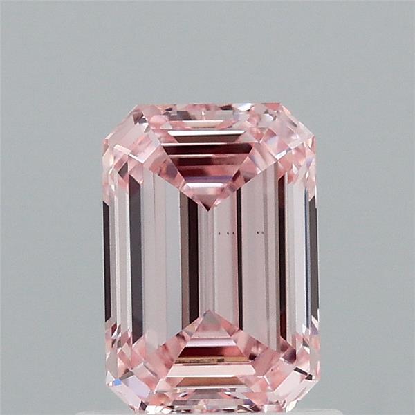 0.97 Carat Emerald Lab Grown Diamond, Fancy Intense Pink Color, VS1 Clarity
