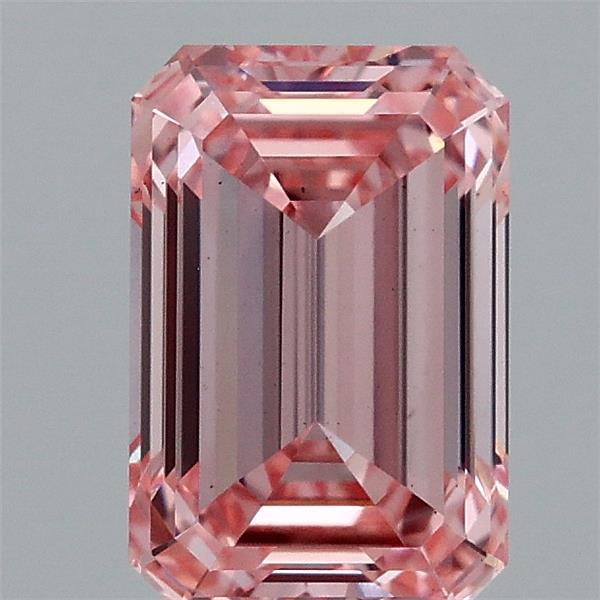 1.55 Carat Emerald Lab Grown Diamond, Fancy Intense Pink Color, VS1 Clarity