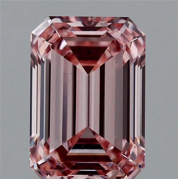 1.60 Carat Emerald Lab Grown Diamond, Fancy Intense Pink Color, VS1 Clarity