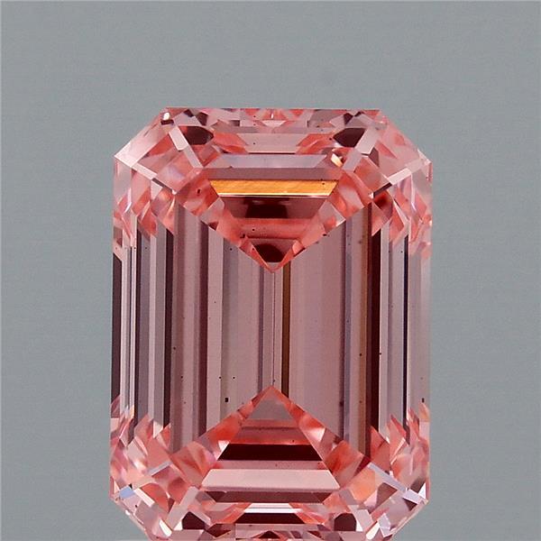 1.92 Carat Emerald Lab Grown Diamond, Fancy Vivid Pink Color, VS1 Clarity