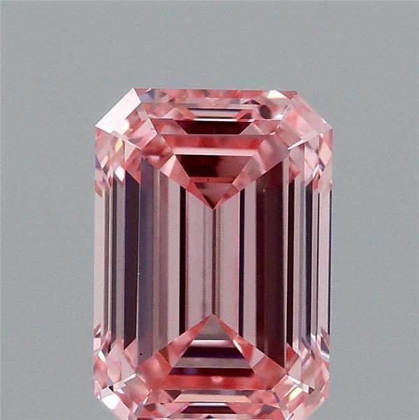 1.58 Carat Emerald Lab Grown Diamond, Fancy Vivid Pink Color, VS1 Clarity