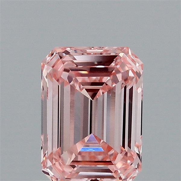 0.86 Carat Emerald Lab Grown Diamond, Fancy Intense Pink Color, VS1 Clarity