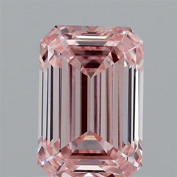 1.25 Carat Emerald Lab Grown Diamond, Fancy Intense Pink Color, VS1 Clarity