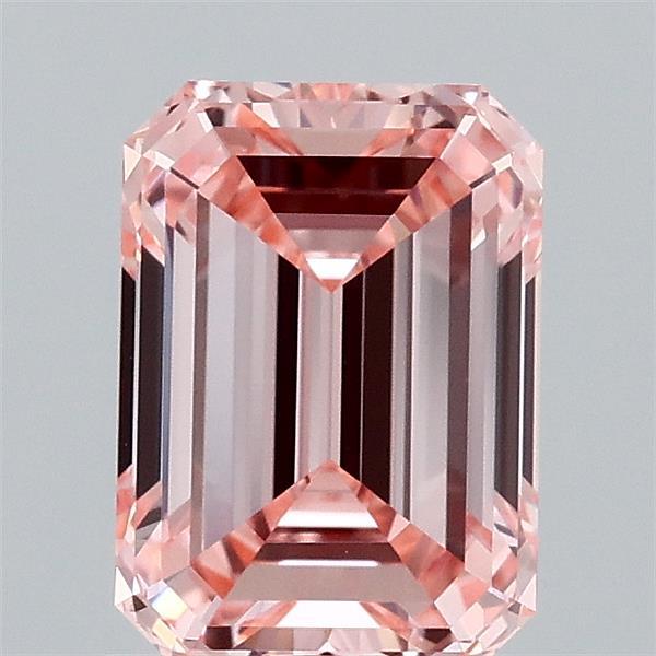 1.45 Carat Emerald Lab Grown Diamond, Fancy Intense Pink Color, VVS2 Clarity