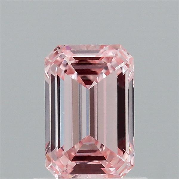 0.96 Carat Emerald Lab Grown Diamond, Fancy Intense Pink Color, VVS2 Clarity
