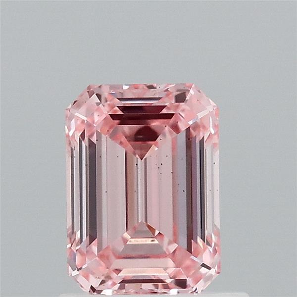 0.96 Carat Emerald Lab Grown Diamond, Fancy Intense Pink Color, VS2 Clarity