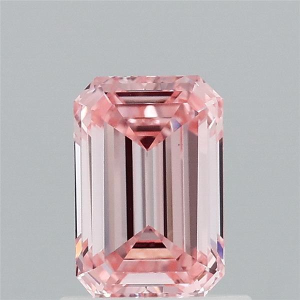 0.93 Carat Emerald Lab Grown Diamond, Fancy Intense Pink Color, VS1 Clarity