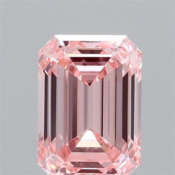 1.55 Carat Emerald Lab Grown Diamond, Fancy Vivid Pink Color, VS1 Clarity