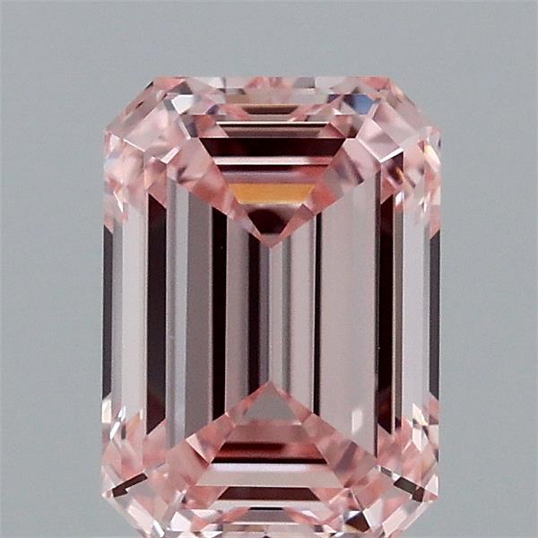1.36 Carat Emerald Lab Grown Diamond, Fancy Intense Pink Color, VS1 Clarity