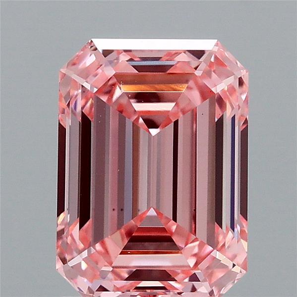 2.00 Carat Emerald Lab Grown Diamond, Fancy Vivid Pink Color, VS2 Clarity