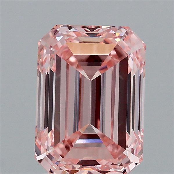 2.01 Carat Emerald Lab Grown Diamond, Fancy Intense Pink Color, VVS2 Clarity