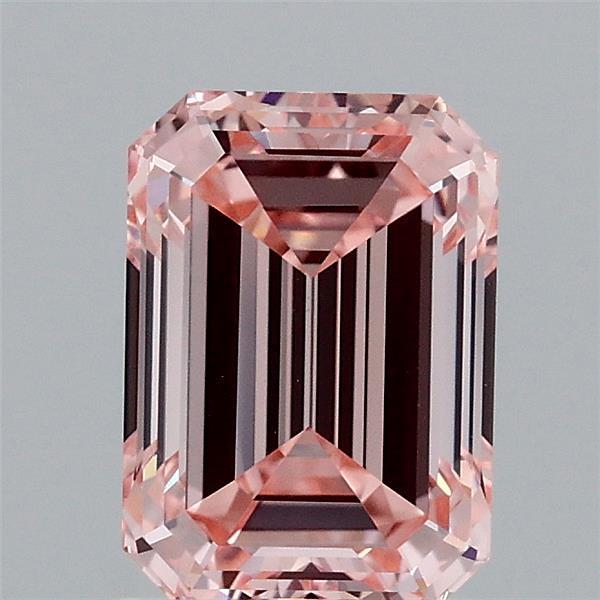 1.57 Carat Emerald Lab Grown Diamond, Fancy Intense Pink Color, VVS2 Clarity