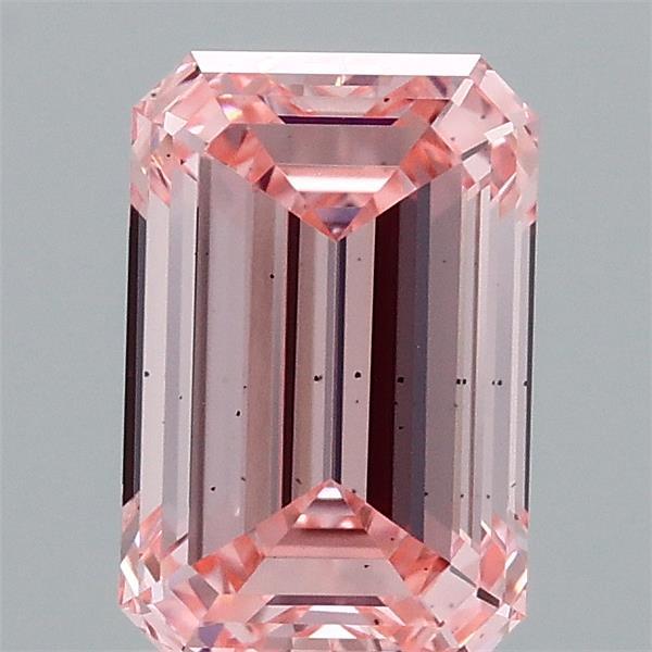 1.52 Carat Emerald Lab Grown Diamond, Fancy Vivid Pink Color, SI1 Clarity