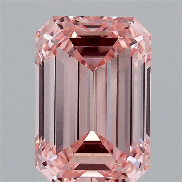 2.07 Carat Emerald Lab Grown Diamond, Fancy Intense Pink Color, VVS2 Clarity