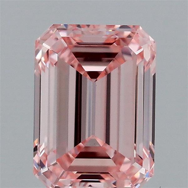 1.45 Carat Emerald Lab Grown Diamond, Fancy Intense Pink Color, VVS2 Clarity