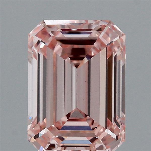 1.69 Carat Emerald Lab Grown Diamond, Fancy Intense Pink Color, VS2 Clarity