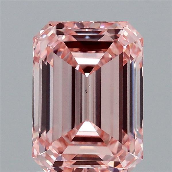 2.06 Carat Emerald Lab Grown Diamond, Fancy Intense Pink Color, VS1 Clarity