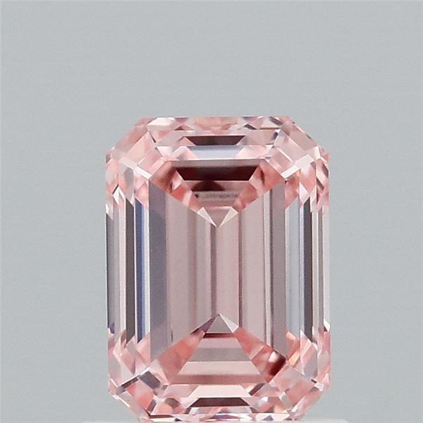 1.10 Carat Emerald Lab Grown Diamond, Fancy Intense Pink Color, VVS2 Clarity