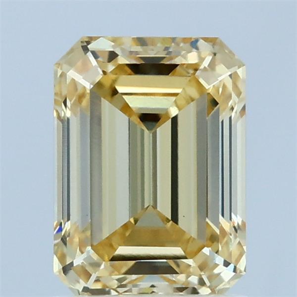 1.52 Carat Emerald Lab Grown Diamond, Fancy Intense Yellow Color, VS1 Clarity