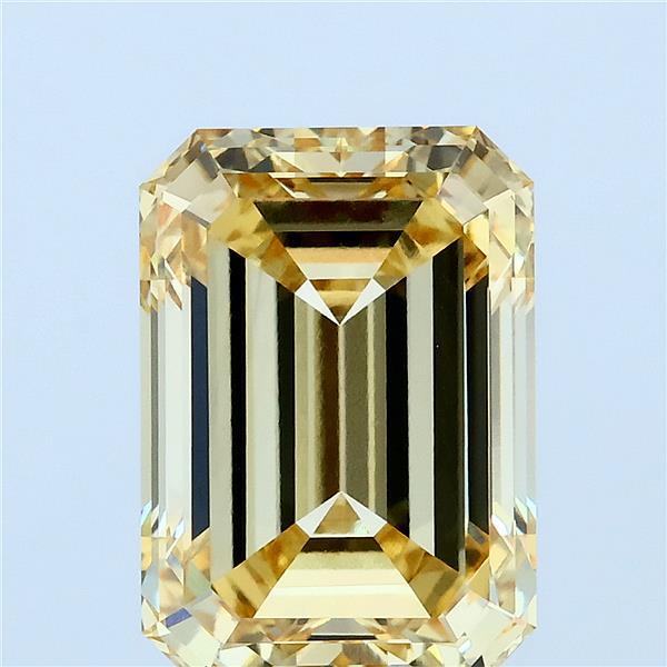 5.22 Carat Emerald Lab Grown Diamond, Fancy Intense Yellow Color, VVS2 Clarity