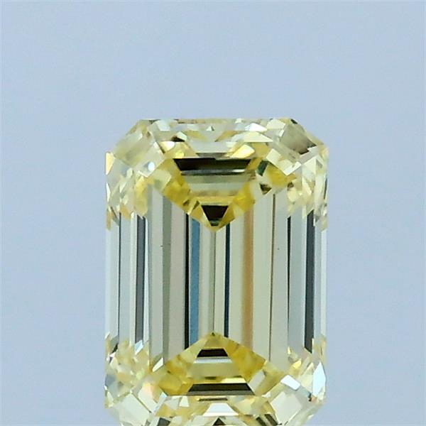 0.83 Carat Emerald Lab Grown Diamond, Fancy Yellow Color, VVS2 Clarity