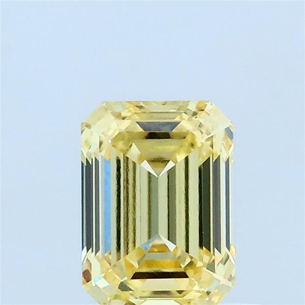 0.73 Carat Emerald Lab Grown Diamond, Fancy Yellow Color, VS1 Clarity