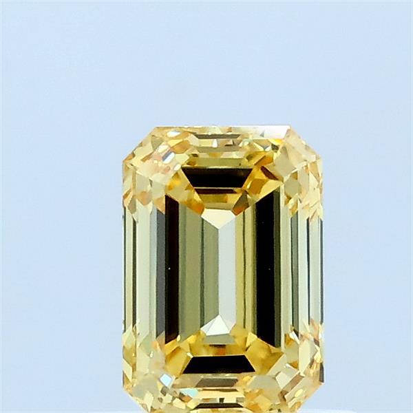 0.73 Carat Emerald Lab Grown Diamond, Fancy Yellow Color, VVS2 Clarity