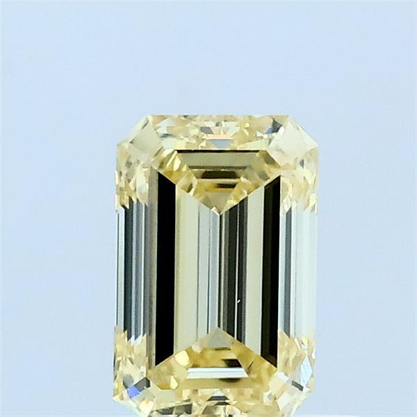 0.71 Carat Emerald Lab Grown Diamond, Fancy Yellow Color, VS1 Clarity