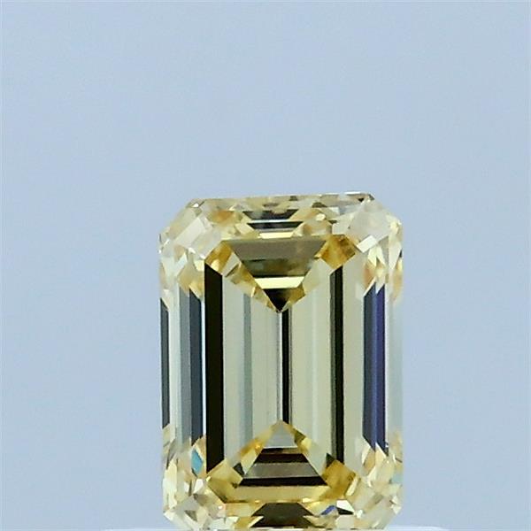 0.56 Carat Emerald Lab Grown Diamond, Fancy Yellow Color, VVS2 Clarity