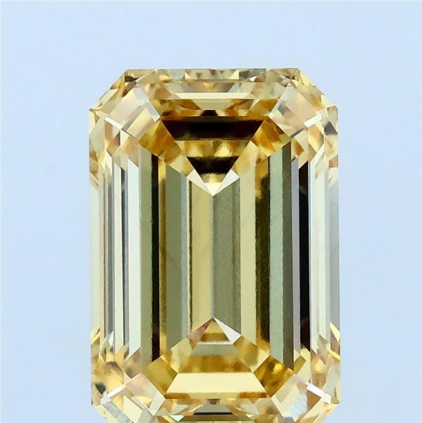 3.02 Carat Emerald Lab Grown Diamond, Fancy Intense Yellow Color, VS1 Clarity