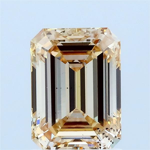 1.52 Carat Emerald Lab Grown Diamond, Light Brownish Yellow Color, SI1 Clarity