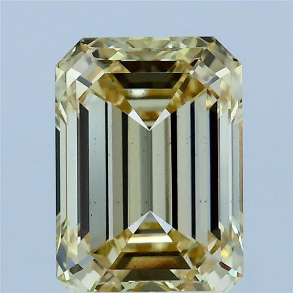2.07 Carat Emerald Lab Grown Diamond, Light Yellow Color, VS2 Clarity