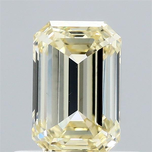 0.74 Carat Emerald Lab Grown Diamond, Fancy Yellow Color, VS1 Clarity