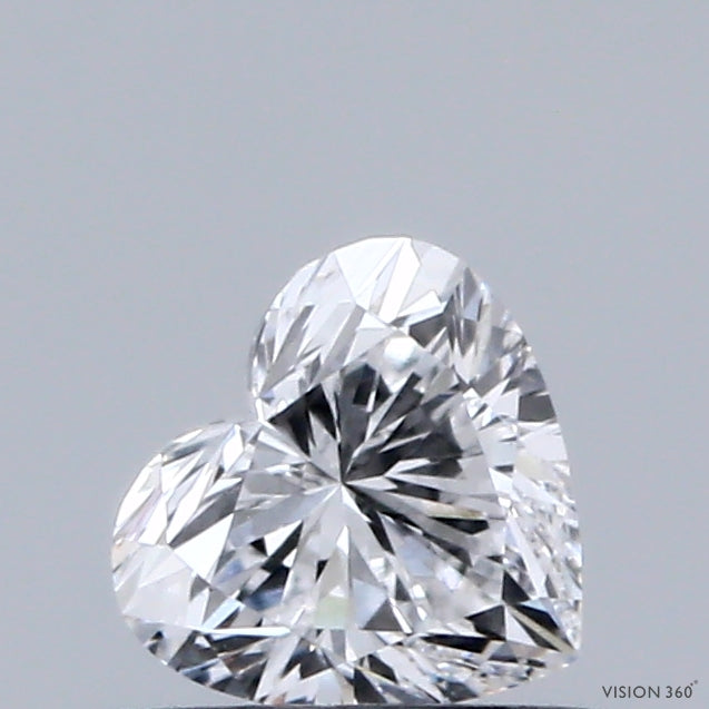 0.49 Carat Heart Lab Grown Diamond, Very Good Polish, D Color, VVS2 Clarity
