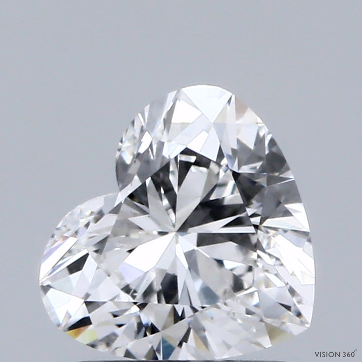 1.03 Carat Heart Lab Grown Diamond, Excellent Polish, E Color, VS1 Clarity
