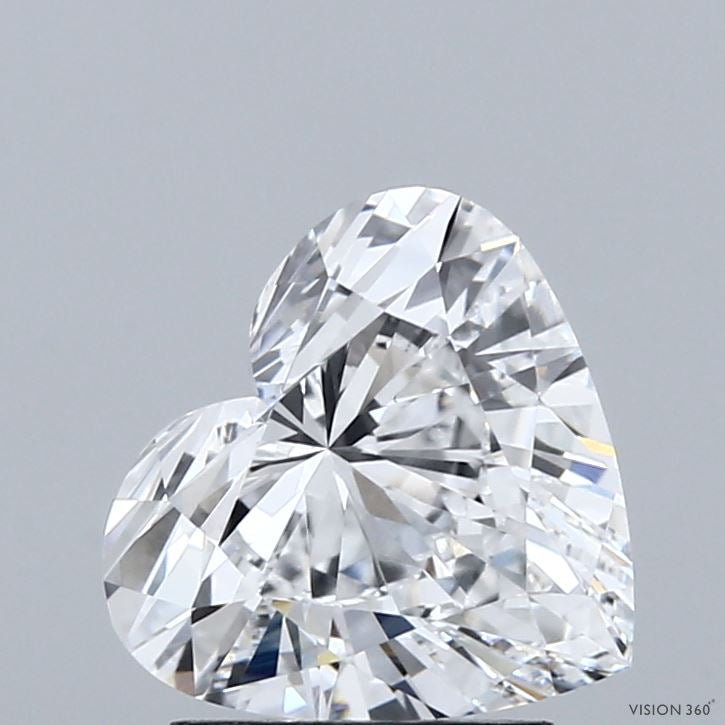 2.00 Carat Heart Lab Grown Diamond, Excellent Polish, D Color, VS1 Clarity