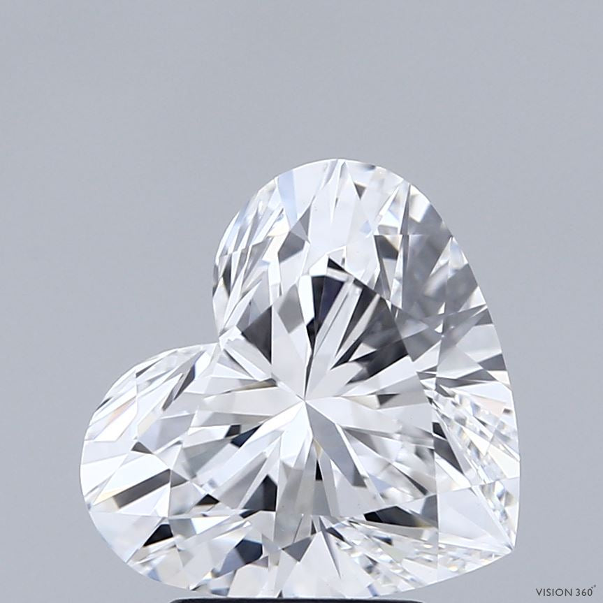 3.13 Carat Heart Lab Grown Diamond, Excellent Polish, D Color, VVS2 Clarity