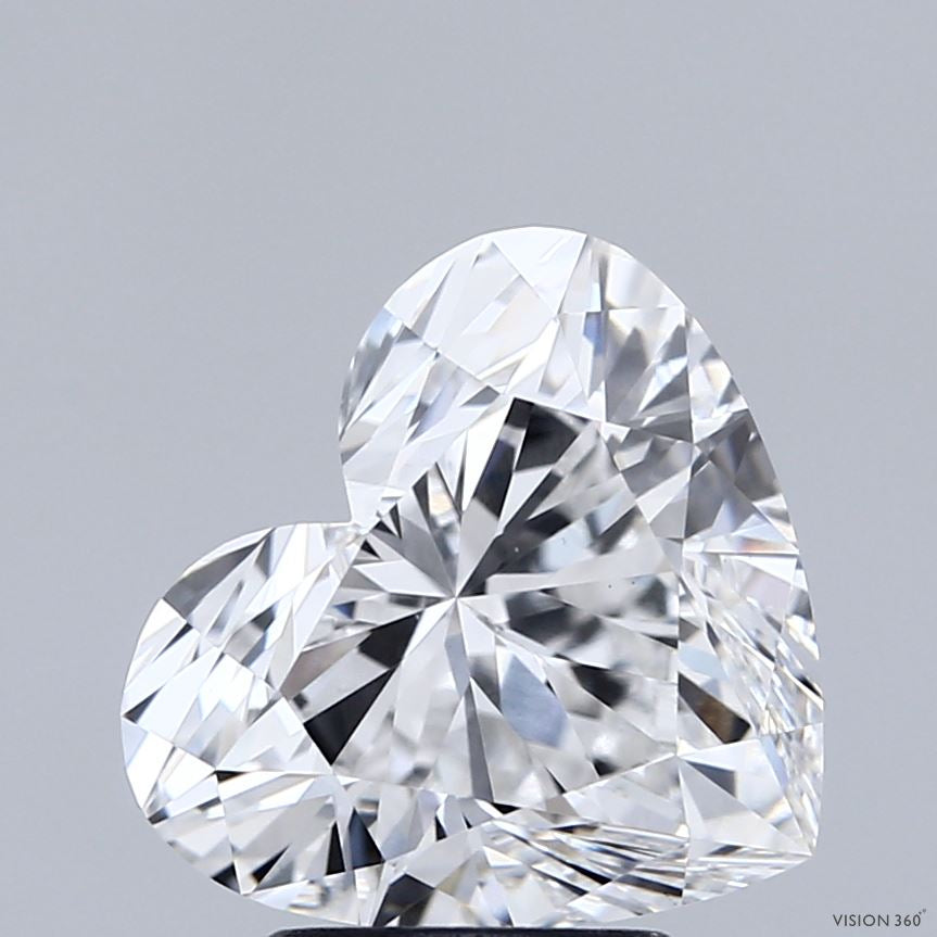 3.54 Carat Heart Lab Grown Diamond, Excellent Polish, E Color, VVS2 Clarity