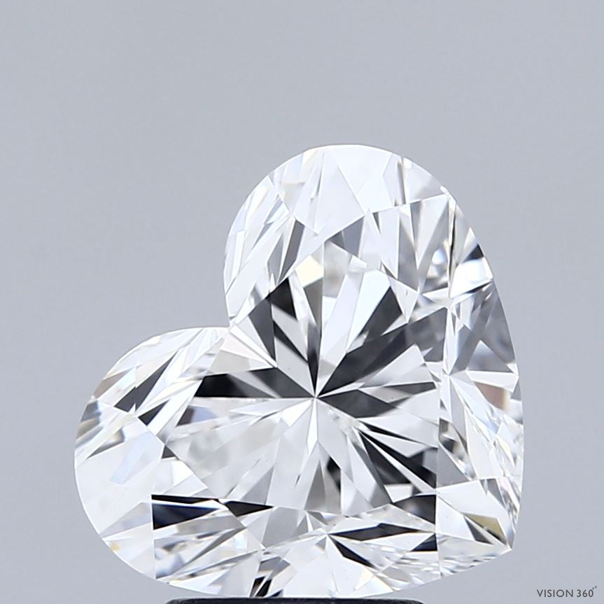 3.75 Carat Heart Lab Grown Diamond, Excellent Polish, D Color, VVS2 Clarity