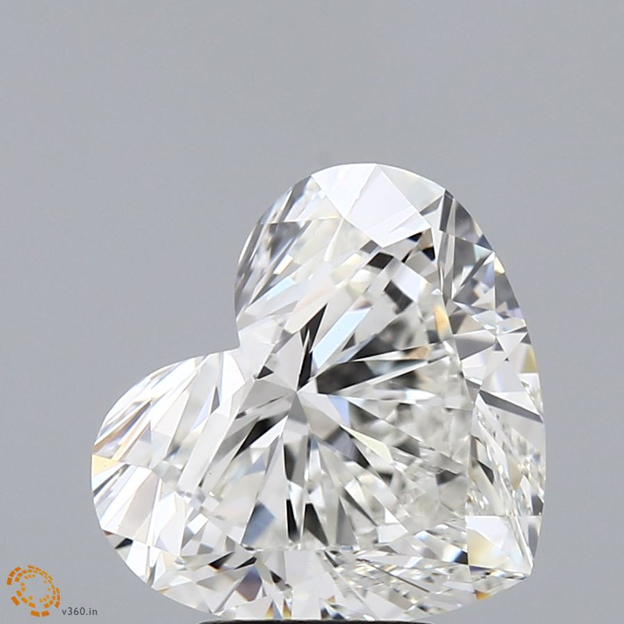 4.03 Carat Heart Lab Grown Diamond, Excellent Cut, H Color, VVS2 Clarity