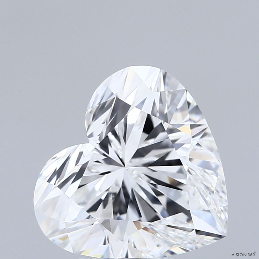 4.14 Carat Heart Lab Grown Diamond, Excellent Polish, E Color, VVS2 Clarity