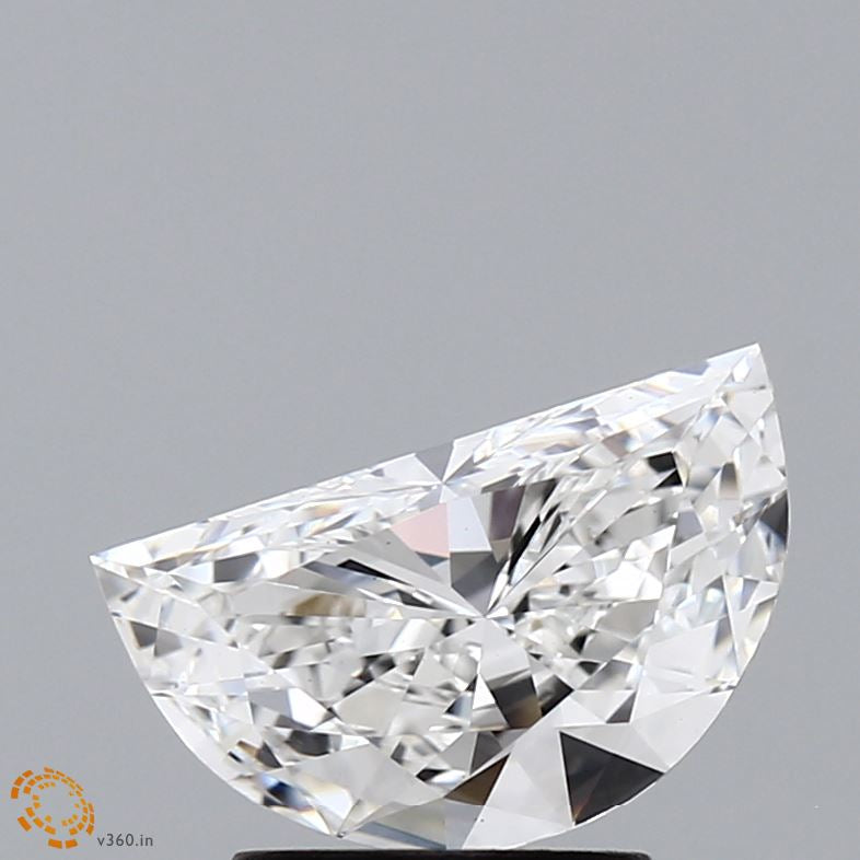 1.59 Carat Half Moon Lab Grown Diamond, Excellent Polish, E Color, VS1 Clarity