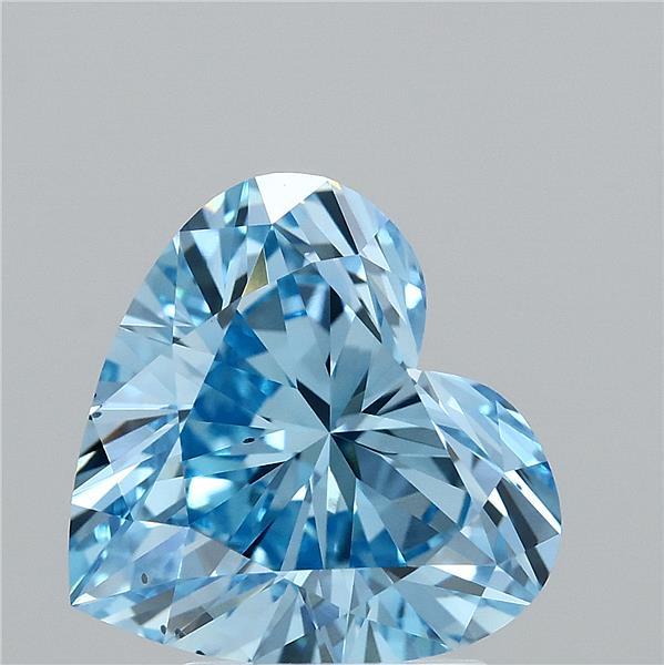 3.01 Carat Heart Lab Grown Diamond, Fancy Vivid Blue Color, VS2 Clarity
