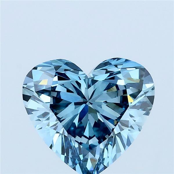 2.01 Carat Heart Lab Grown Diamond, Fancy Vivid Blue Color, VVS2 Clarity
