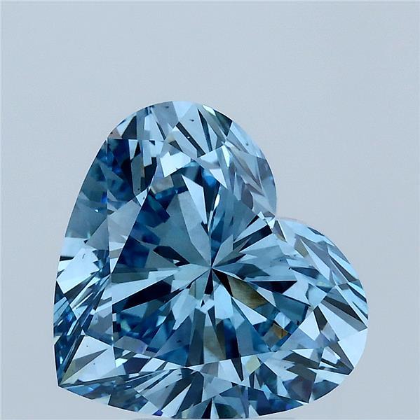 4.00 Carat Heart Lab Grown Diamond, Fancy Vivid Blue Color, VS2 Clarity