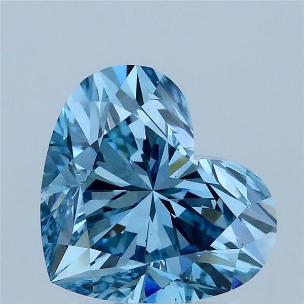 2.21 Carat Heart Lab Grown Diamond, Fancy Vivid Blue Color, VS1 Clarity