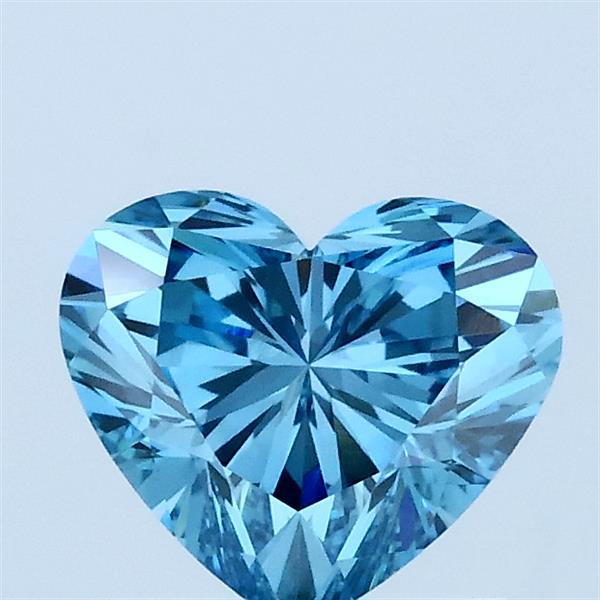 1.09 Carat Heart Lab Grown Diamond, Fancy Vivid Blue Color, VVS2 Clarity